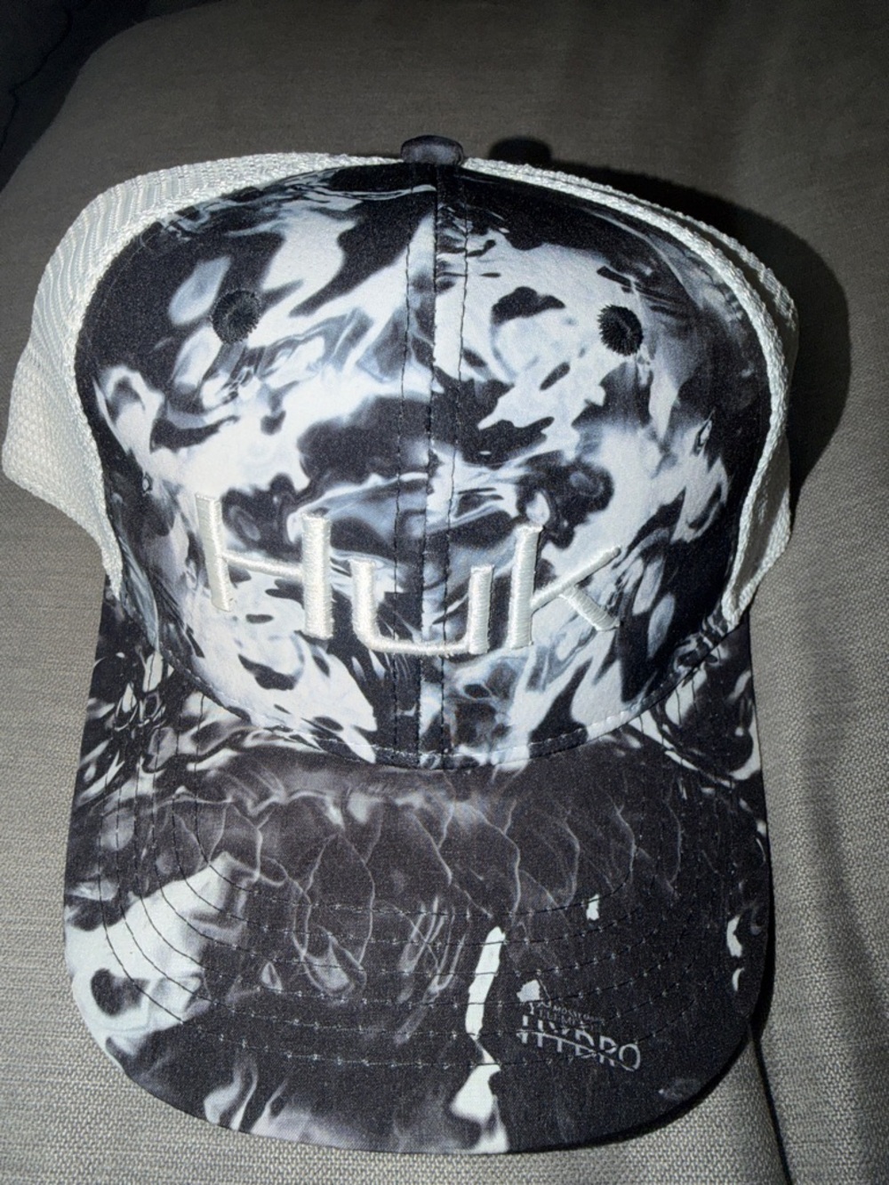 Huk Black & White Marble Mesh Trucker Cap